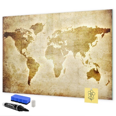 Tableau magnétique effaçable Une carte du monde avec des souvenirs personnels