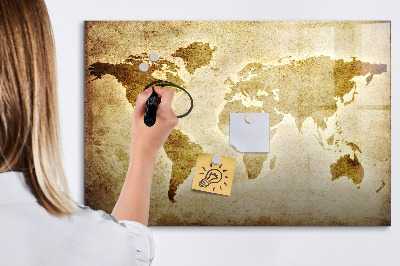 Tableau magnétique effaçable Une carte du monde avec des souvenirs personnels
