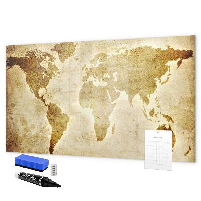 Tableau magnétique effaçable Une carte du monde avec des souvenirs personnels