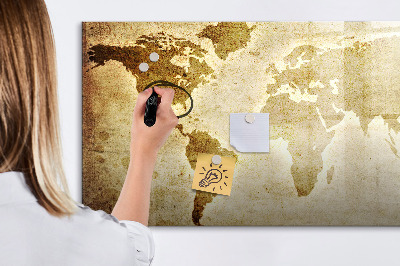 Tableau magnétique effaçable Une carte du monde avec des souvenirs personnels