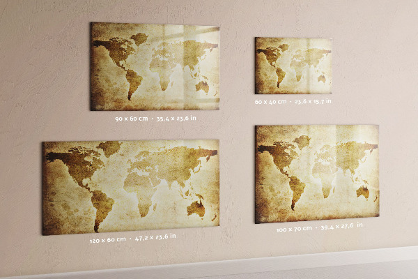 Tableau magnétique effaçable Une carte du monde avec des souvenirs personnels
