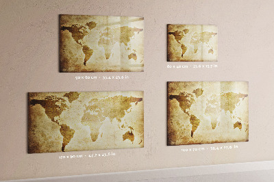 Tableau magnétique effaçable Une carte du monde avec des souvenirs personnels
