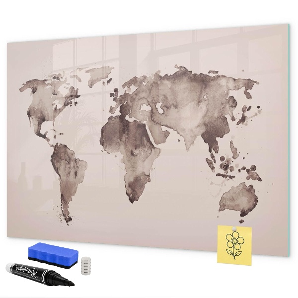 Tableau magnétique effaçable Une carte du monde avec des souvenirs personnels