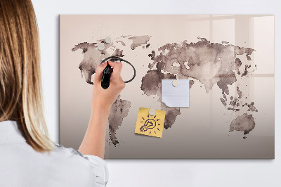 Tableau magnétique effaçable Une carte du monde avec des souvenirs personnels