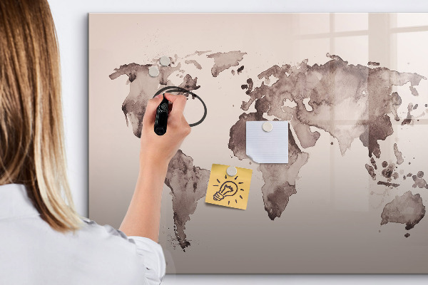 Tableau magnétique effaçable Une carte du monde avec des souvenirs personnels