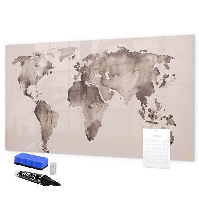 Tableau magnétique effaçable Une carte du monde avec des souvenirs personnels