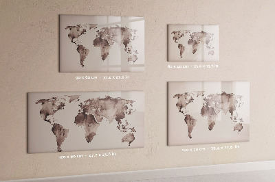 Tableau magnétique effaçable Une carte du monde avec des souvenirs personnels