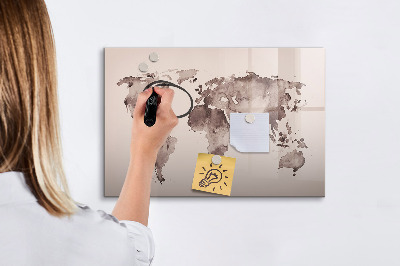 Tableau magnétique effaçable Une carte du monde avec des souvenirs personnels