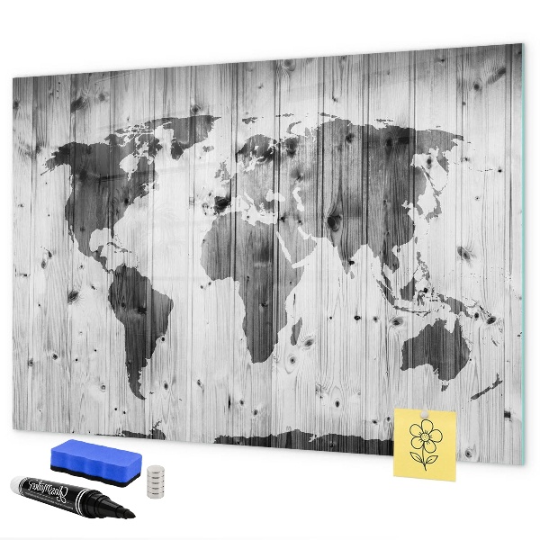 Tableau effaçable magnétique Une carte du monde avec des souvenirs personnels