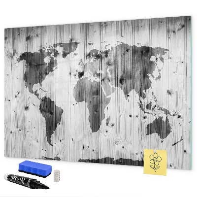 Tableau effaçable magnétique Une carte du monde avec des souvenirs personnels