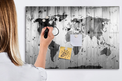 Tableau effaçable magnétique Une carte du monde avec des souvenirs personnels