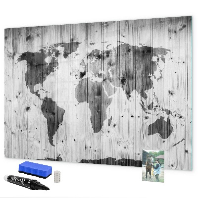 Tableau effaçable magnétique Une carte du monde avec des souvenirs personnels