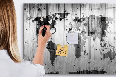 Tableau effaçable magnétique Une carte du monde avec des souvenirs personnels