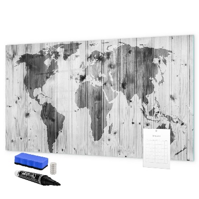 Tableau effaçable magnétique Une carte du monde avec des souvenirs personnels