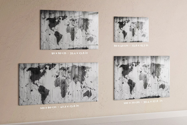 Tableau effaçable magnétique Une carte du monde avec des souvenirs personnels