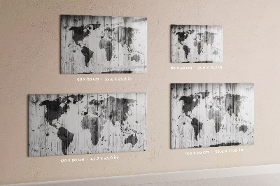 Tableau effaçable magnétique Une carte du monde avec des souvenirs personnels