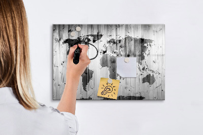 Tableau effaçable magnétique Une carte du monde avec des souvenirs personnels