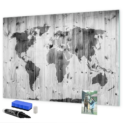 Tableau effaçable magnétique Une carte du monde avec des souvenirs personnels