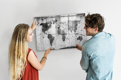 Tableau effaçable magnétique Une carte du monde avec des souvenirs personnels