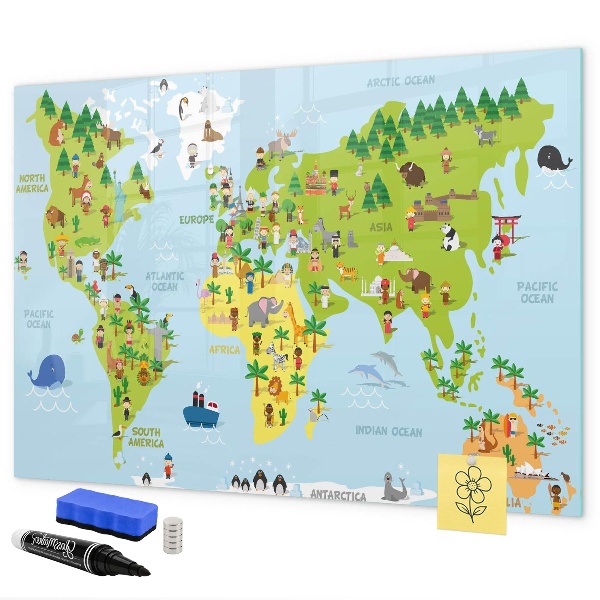 Tableau effaçable magnétique Carte du monde interactive avec photos