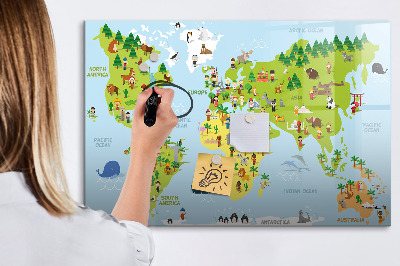 Tableau effaçable magnétique Carte du monde interactive avec photos
