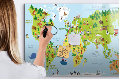 Tableau effaçable magnétique Carte du monde interactive avec photos