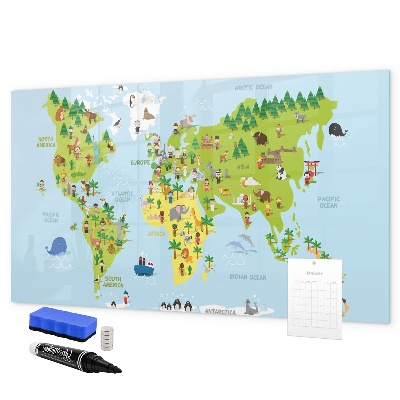 Tableau effaçable magnétique Carte du monde interactive avec photos