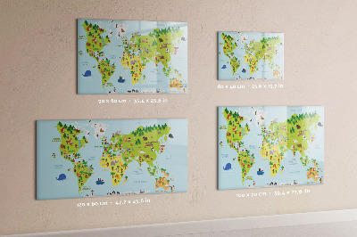 Tableau effaçable magnétique Carte du monde interactive avec photos