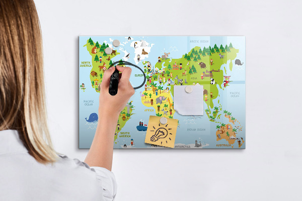 Tableau effaçable magnétique Carte du monde interactive avec photos