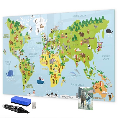 Tableau effaçable magnétique Carte du monde interactive avec photos