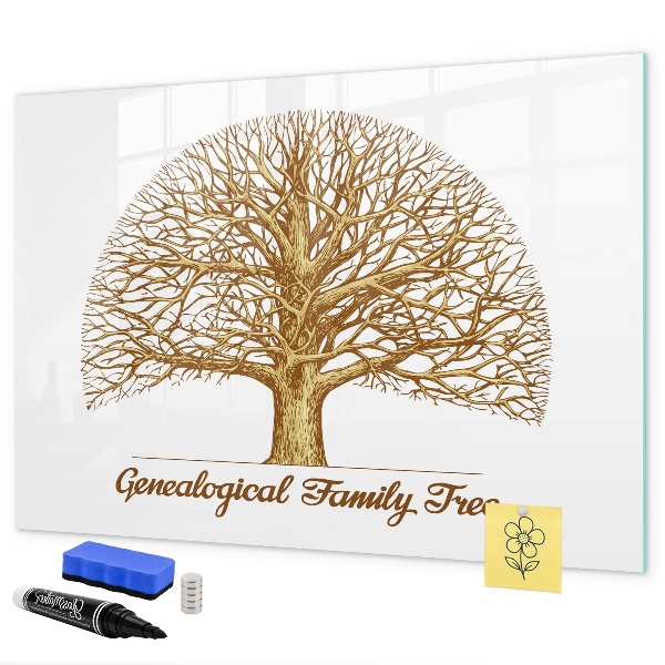 Tableau magnétique effaçable Arbre généalogique avec espace pour photos