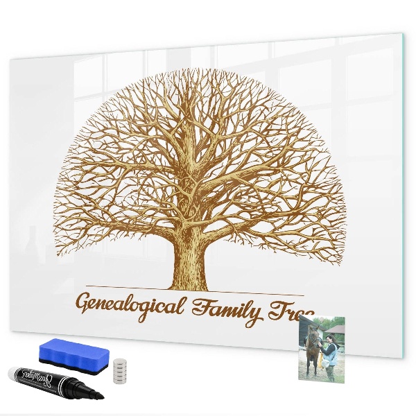 Tableau magnétique effaçable Arbre généalogique avec espace pour photos
