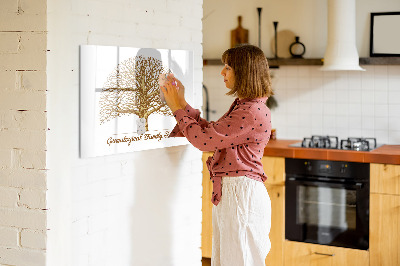 Tableau magnétique effaçable Arbre généalogique avec espace pour photos