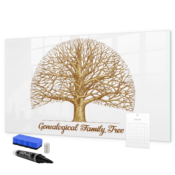 Tableau magnétique effaçable Arbre généalogique avec espace pour photos
