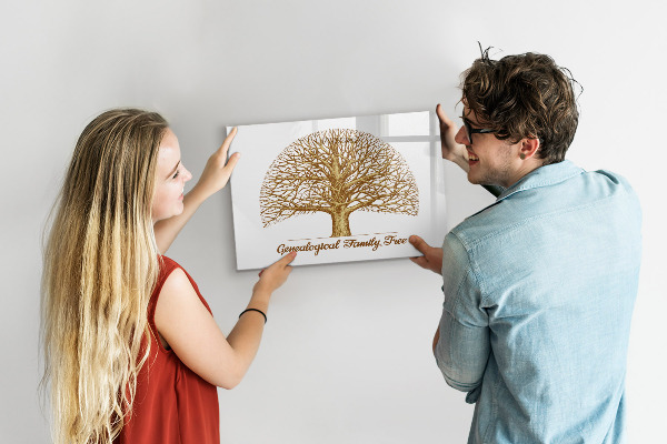 Tableau magnétique effaçable Arbre généalogique avec espace pour photos