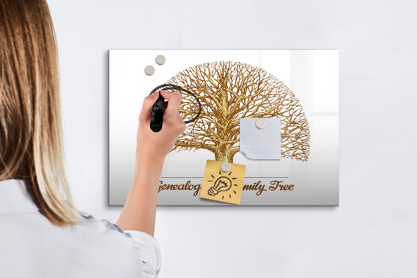 Tableau magnétique effaçable Arbre généalogique avec espace pour photos