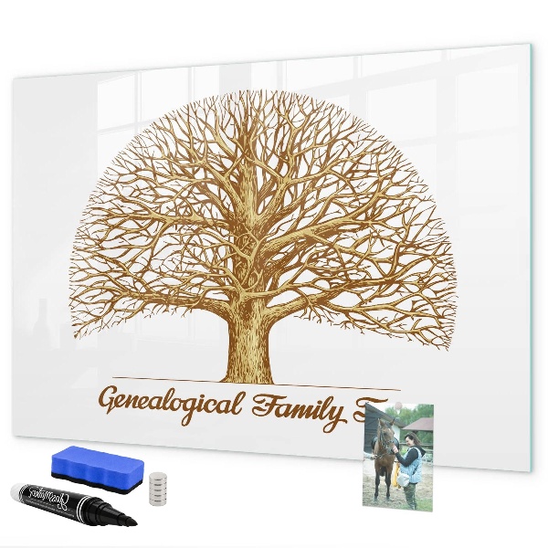 Tableau magnétique effaçable Arbre généalogique avec espace pour photos