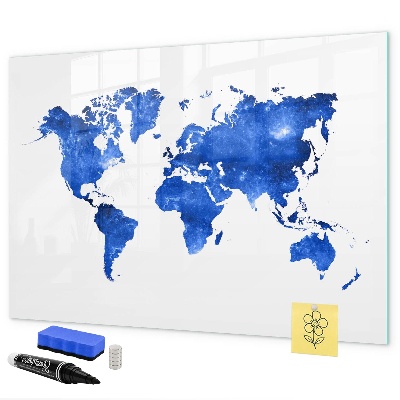 Tableau magnétique effaçable Carte du monde avec emplacements de photos