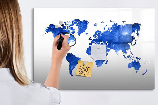 Tableau magnétique effaçable Carte du monde avec emplacements de photos