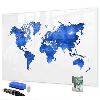 Tableau magnétique effaçable Carte du monde avec emplacements de photos