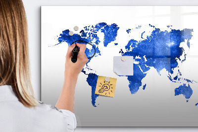 Tableau magnétique effaçable Carte du monde avec emplacements de photos