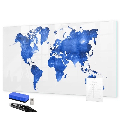 Tableau magnétique effaçable Carte du monde avec emplacements de photos