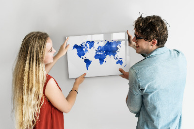 Tableau magnétique effaçable Carte du monde avec emplacements de photos