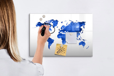 Tableau magnétique effaçable Carte du monde avec emplacements de photos