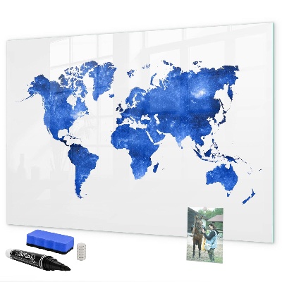 Tableau magnétique effaçable Carte du monde avec emplacements de photos