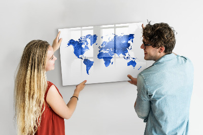 Tableau magnétique effaçable Carte du monde avec emplacements de photos