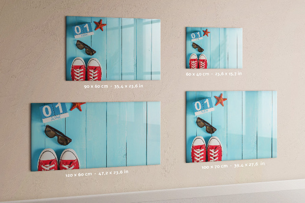 Tableau magnétique effaçable Souvenirs d'été sur fond bleu