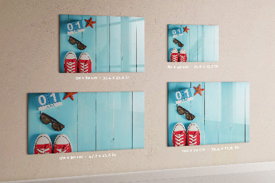 Tableau magnétique effaçable Souvenirs d'été sur fond bleu
