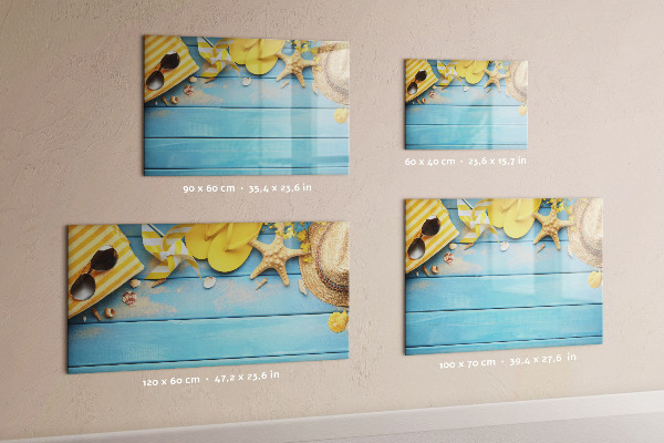 Tableau effaçable magnétique Souvenirs d'été sur fond bleu