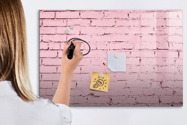 Tableau magnétique effaçable Mur rose avec espace pour les photos